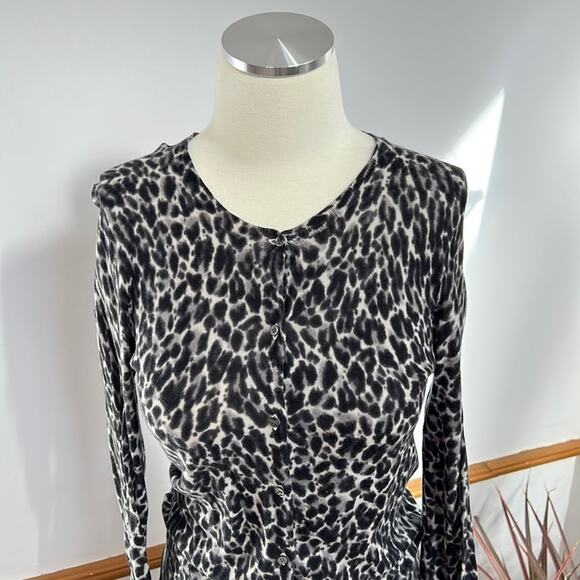 J. Crew Animal Print Light Weight Cardigan- Size Small - Picture 7 of 10